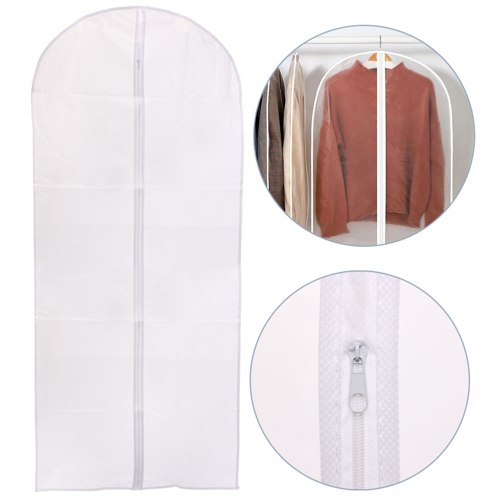 Цена за 3 шт. Чехол для одежды "ИДЕЯДОМА", цвет белый / прозрачный, 60*140см (пакет)