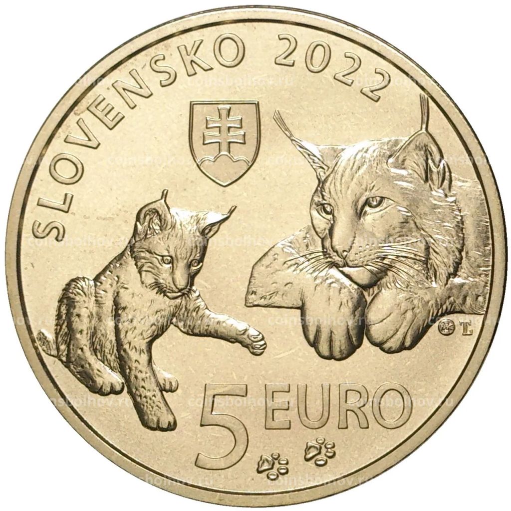 5 евро 2022 года Словакия  Рыси
