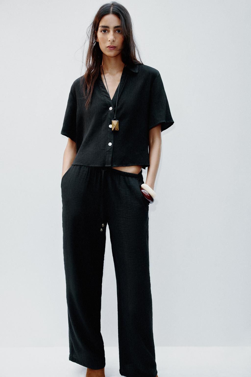 WIDE-LEG TROUSERS WITH ELASTIC WAISTBAND - Zara фото 31