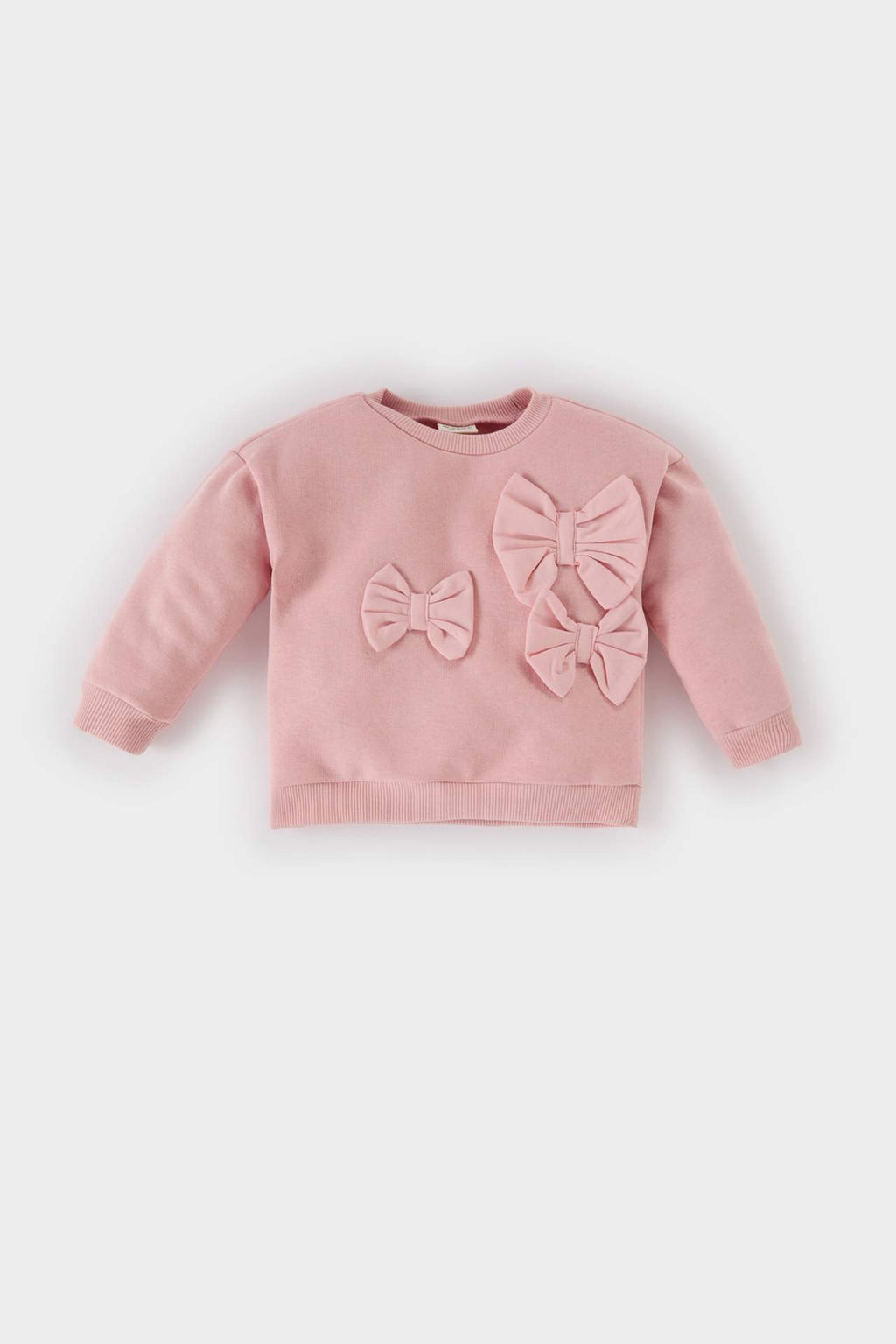 K?z Bebek Bisiklet Yaka Fiyonklu Sweatshirt - Defacto фото 2