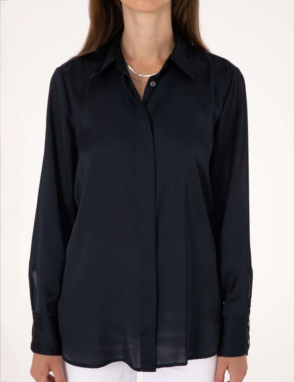 Lacivert Comfort Fit Saten Uzun Kollu G_mlek - Pierre cardin фото 6