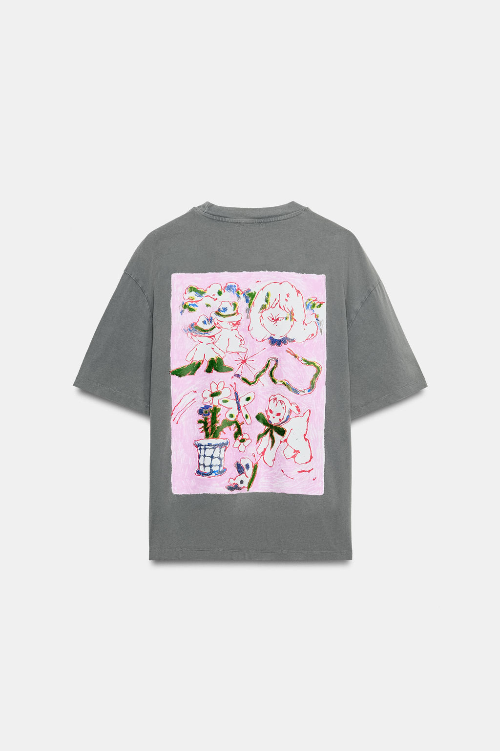 CAMISETA EFECTO LAVADO PAULA GRENOUILLE / Gris antracita
