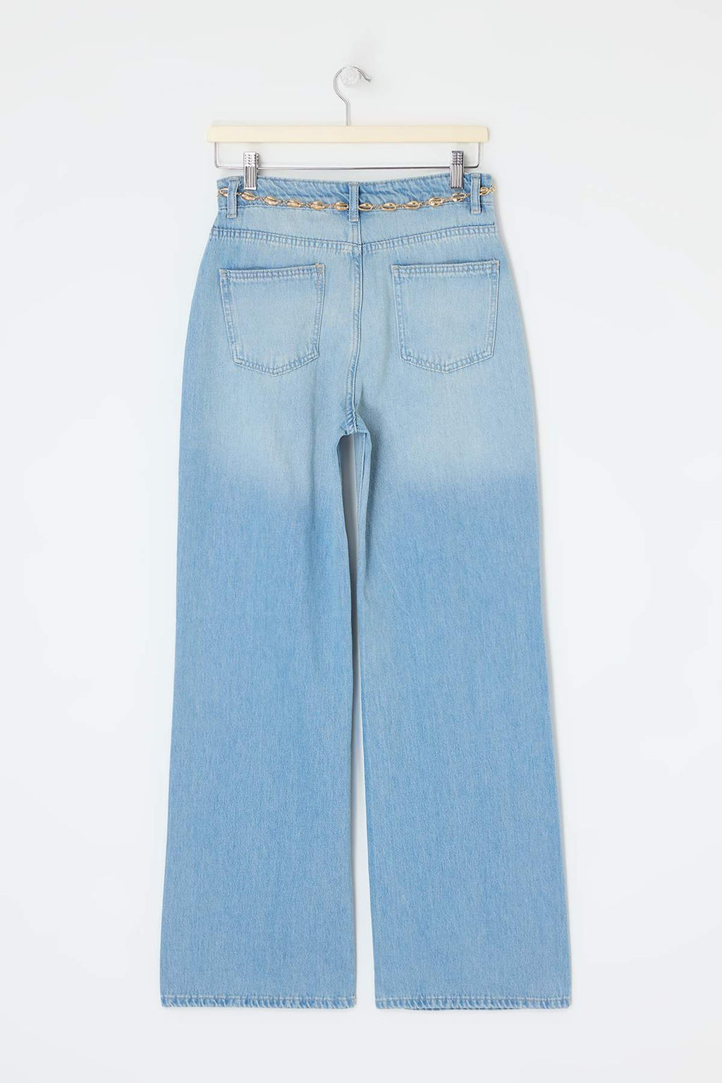 Mavi Kemerli %100 Pamuk Zincir Kemer Detayl? Yuksek Bel Wide Leg Jeans TWOSS26JE00233 - Trendyolmilla фото 2