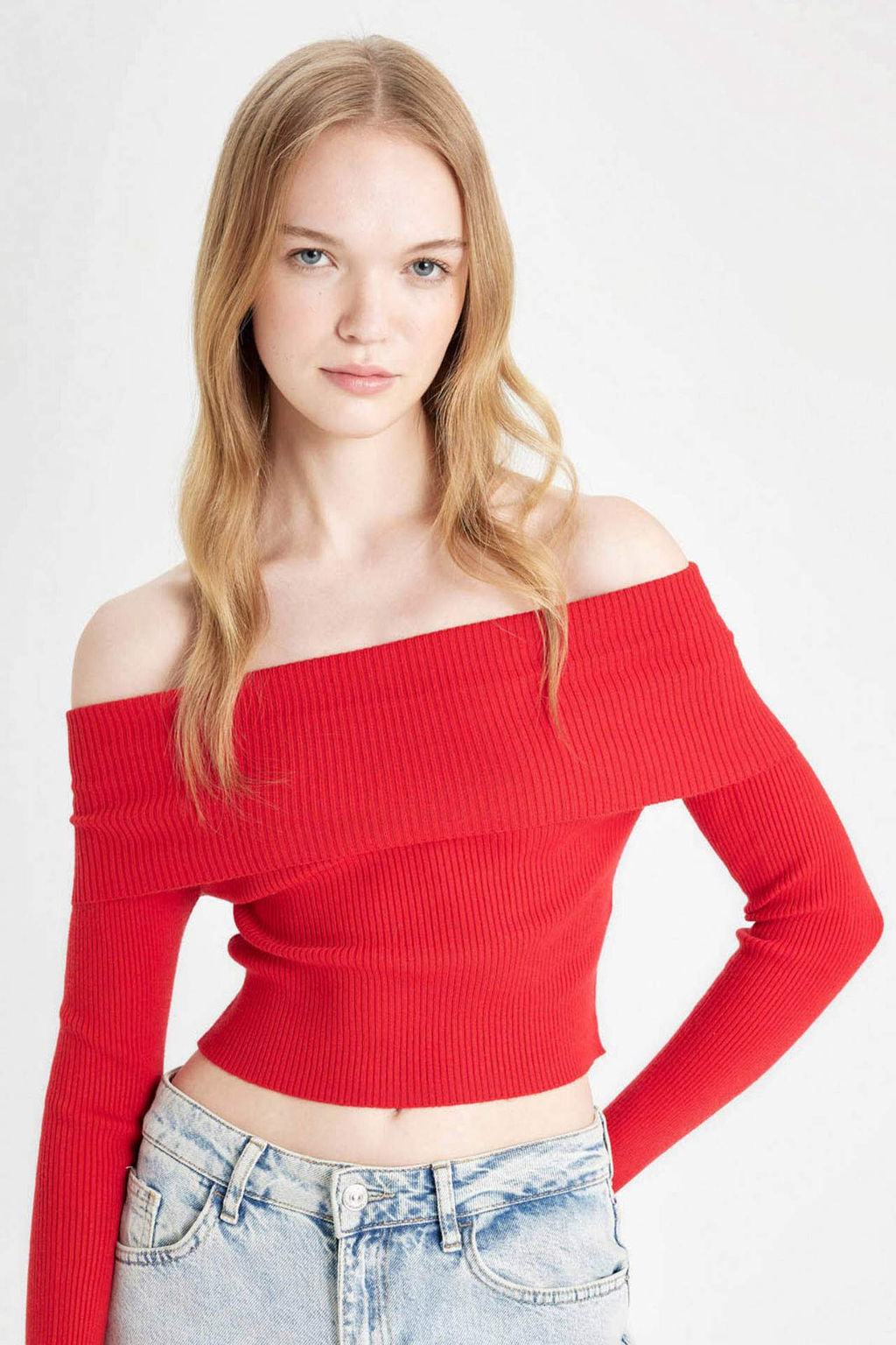 Coool Slim Fit Dar Kesim Ac?k Omuz Basic Duz Triko Kazak - Defacto фото 2