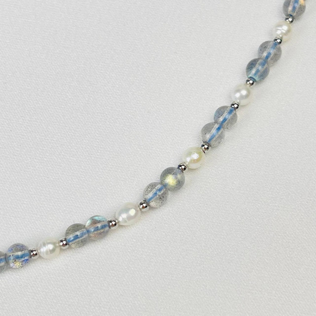 Колье из Лабрадора и Жемчуга