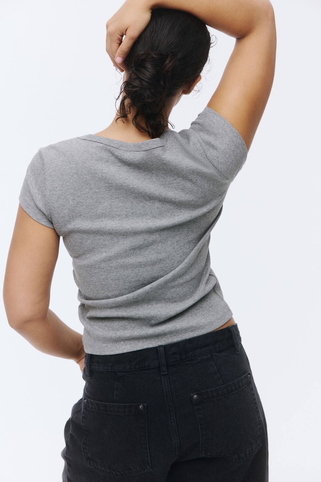 Camiseta acanalada con escote en U - H&m фото 10