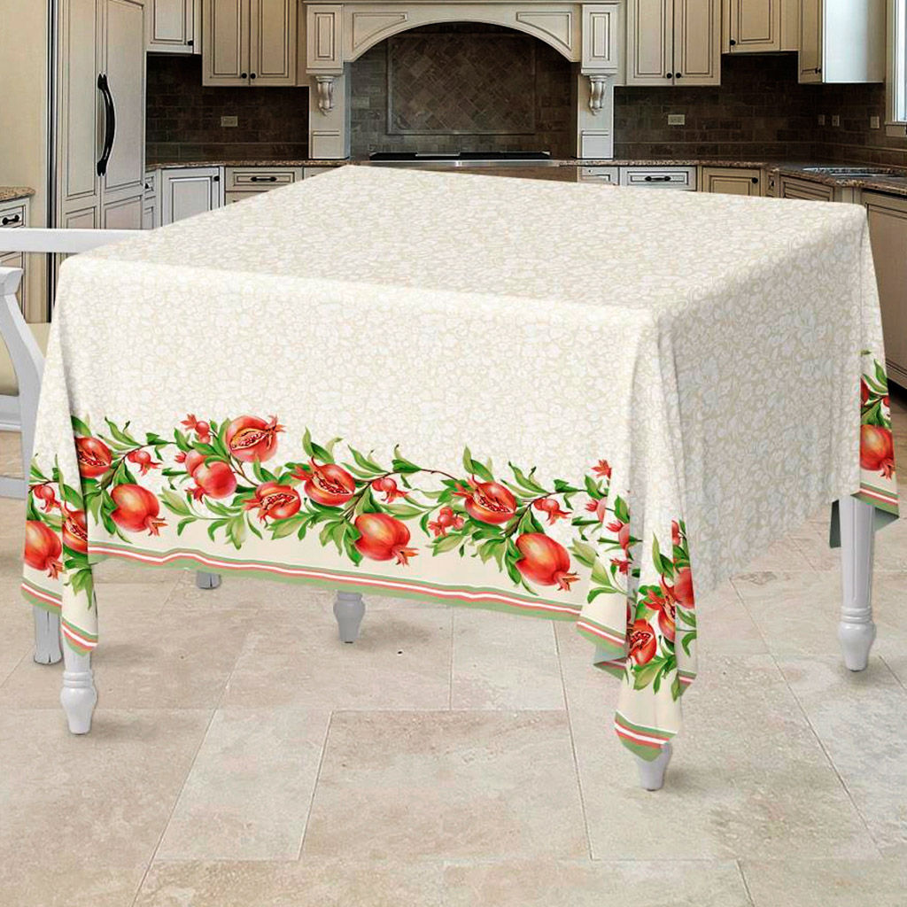 Гранат Скатерть 200х145см, длина стола до 160см, на 6-8 персон, хлопок Премиум 186г/м2, Домашняя мода (Россия)