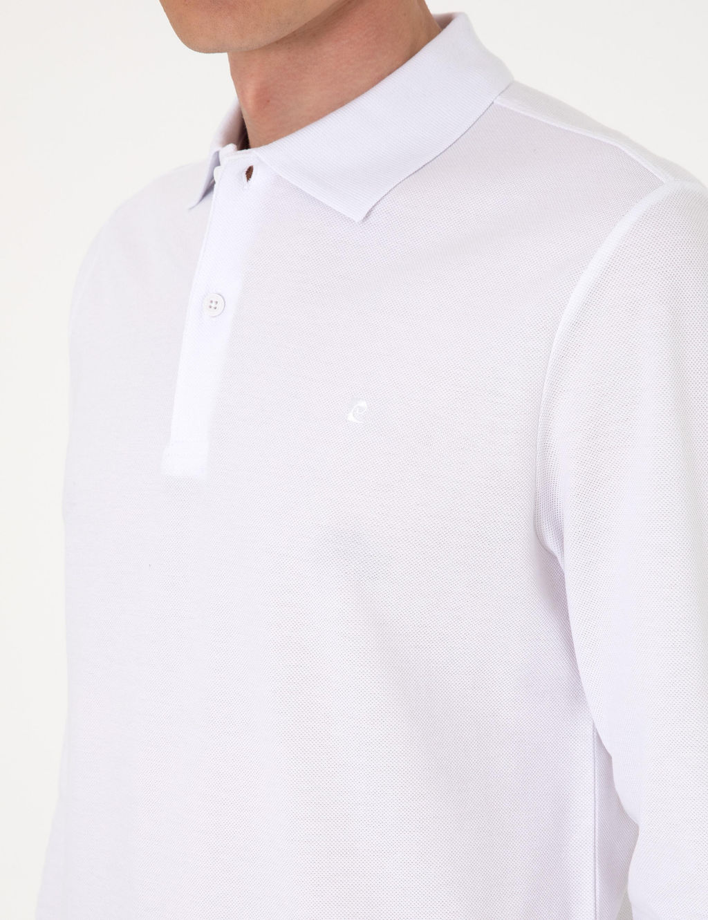 Beyaz Slim Fit K_vr_lmaz Polo Yaka Basic Pike Sweatshirt - Pierre cardin фото 6