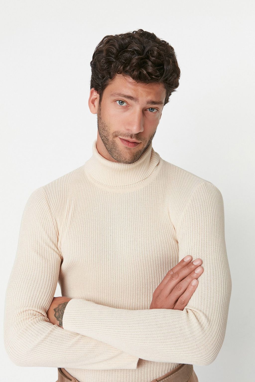 TRENDYOL MAN Lacivert Slim Fit Pamuklu Bal?kc? Yaka Fitilli Orgu Kazak TMNAW20MG0031 - Trendyolmilla фото 26