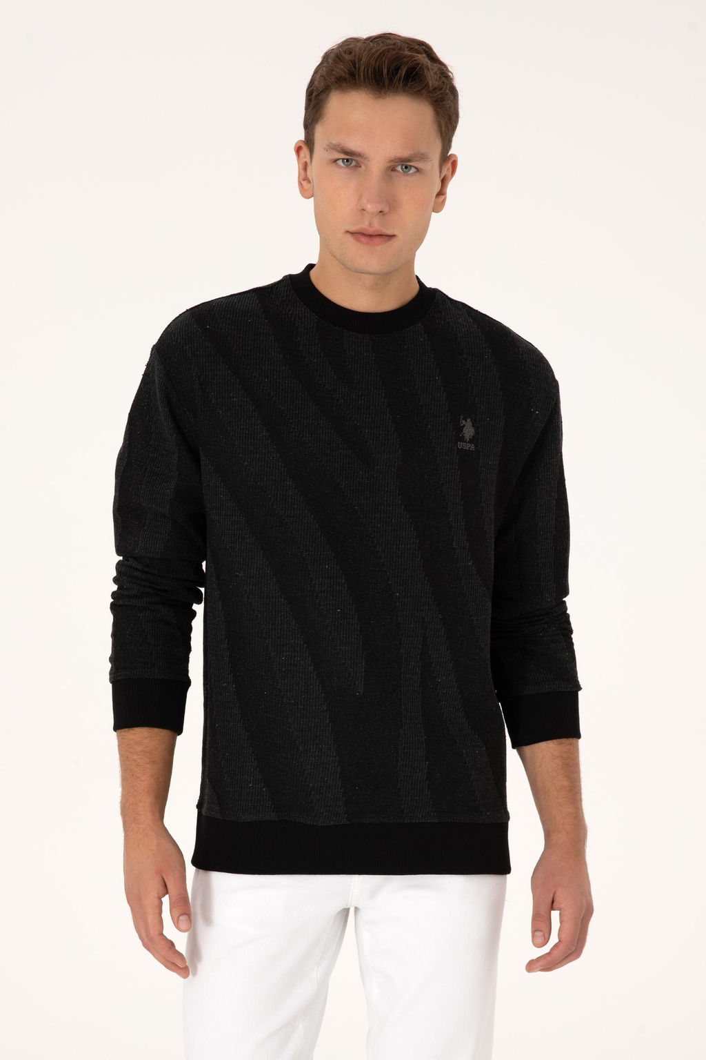 Erkek Comfort Fit Bisiklet Yaka Siyah Sweatshirt