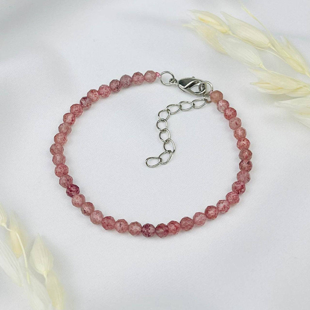 Браслет из Кварца клубничного огранка 19,5 см +