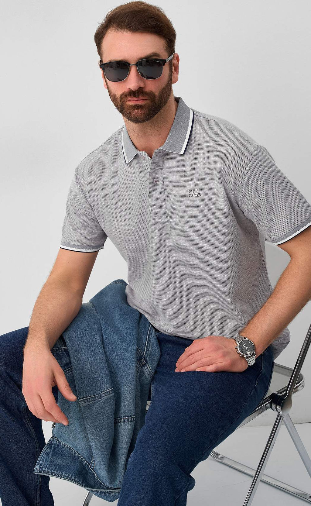 Поло муж. F511-07-815 grey - Fine joyce фото 11