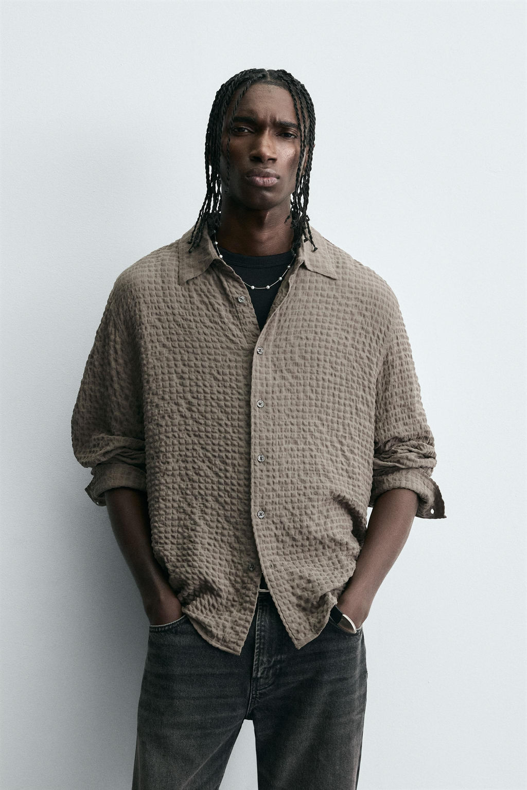 TEXTURED CHECK SHIRT - Zara фото 2
