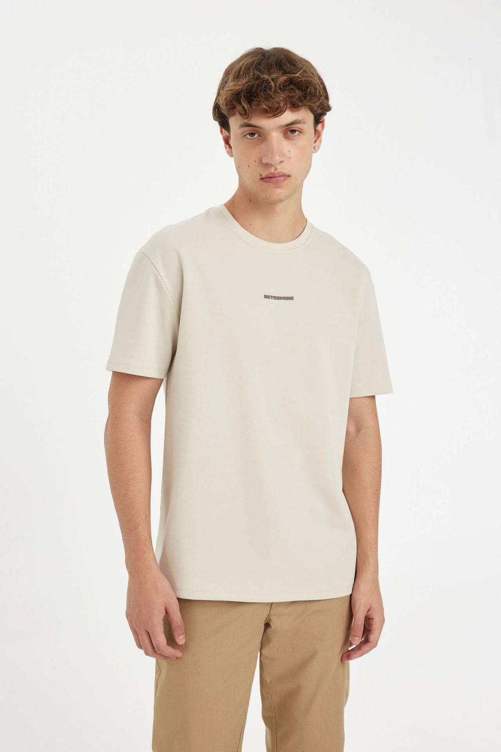 Regular Fit Bisiklet Yaka Bask?l? Ag?r Kumas K?sa Kollu Tisort - Defacto фото 2