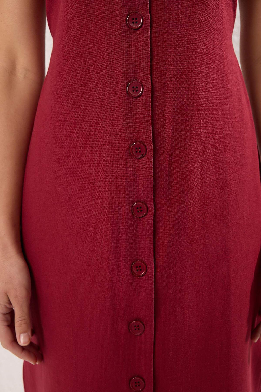 Trendyolmilla Lacivert Kusakl? Keten Kar?s?ml? Midi Dokuma Gomlek Elbise TWOSS25EL00651  фото 3