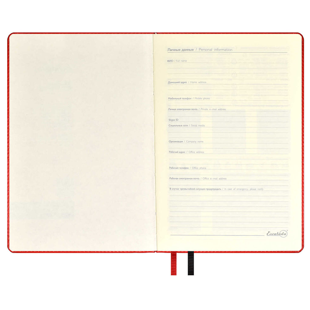 Ежедневник недатированный ESCALADA, А5, 120 л., арт. 63958/ 15 САРИФ КРАСНЫЙ  фото 4