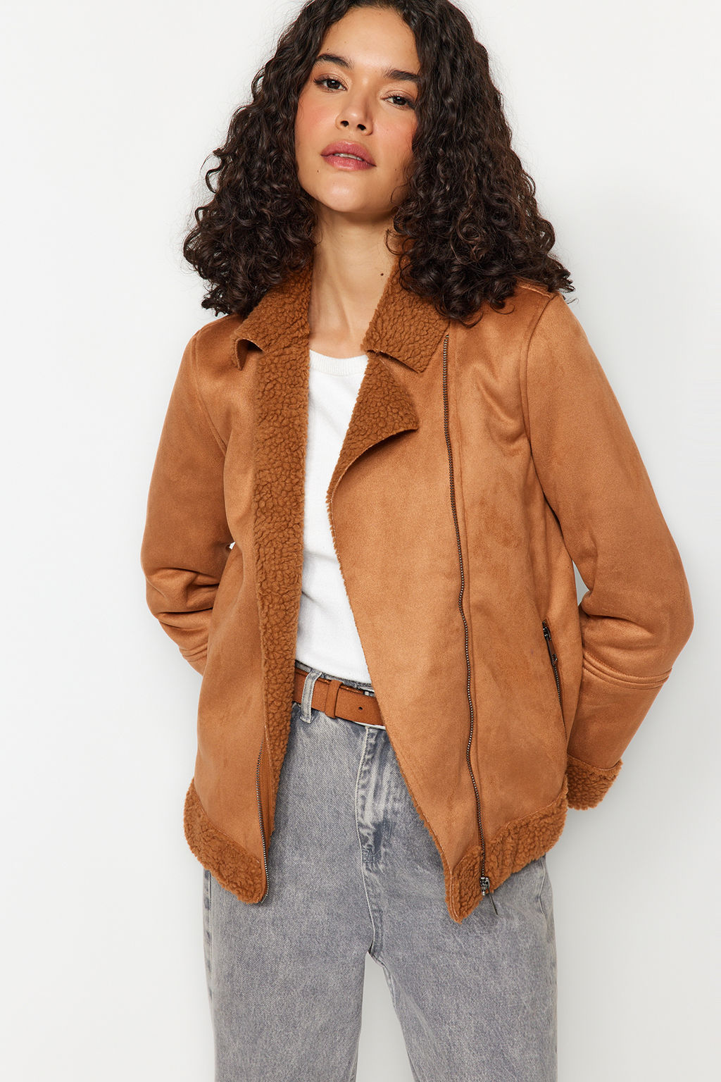 TRENDYOLMILLA Kahverengi Pelus Detayl? Mont TWOAW24MO00368 фото 2