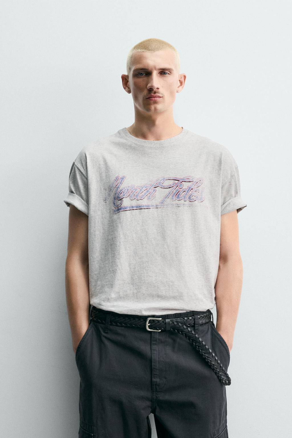 CAMISETA LAVADA TEXTO ESTAMPADO / Gris vigor? - Zara фото 2