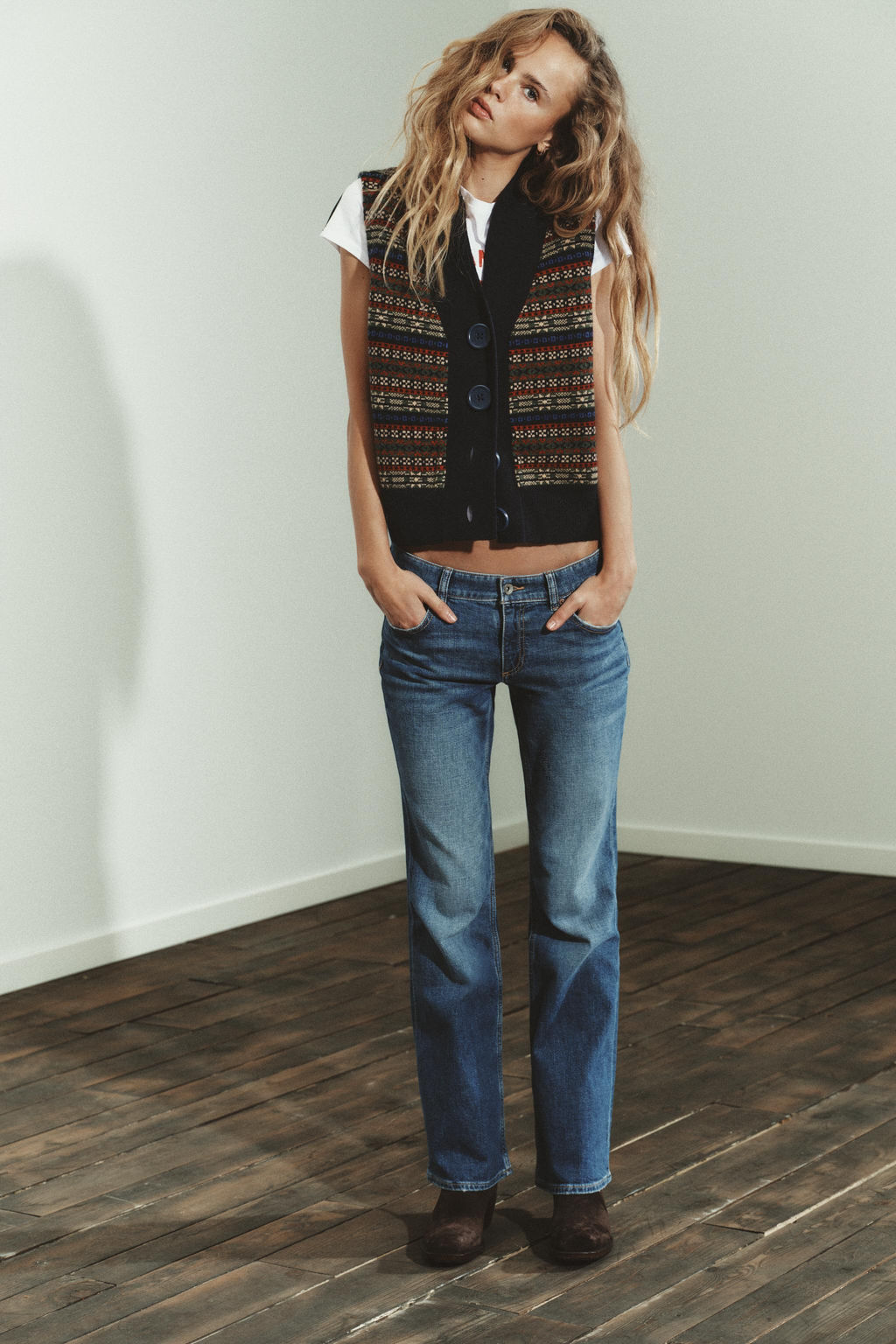 JACQUARD KNIT WOOL BLEND WAISTCOAT
