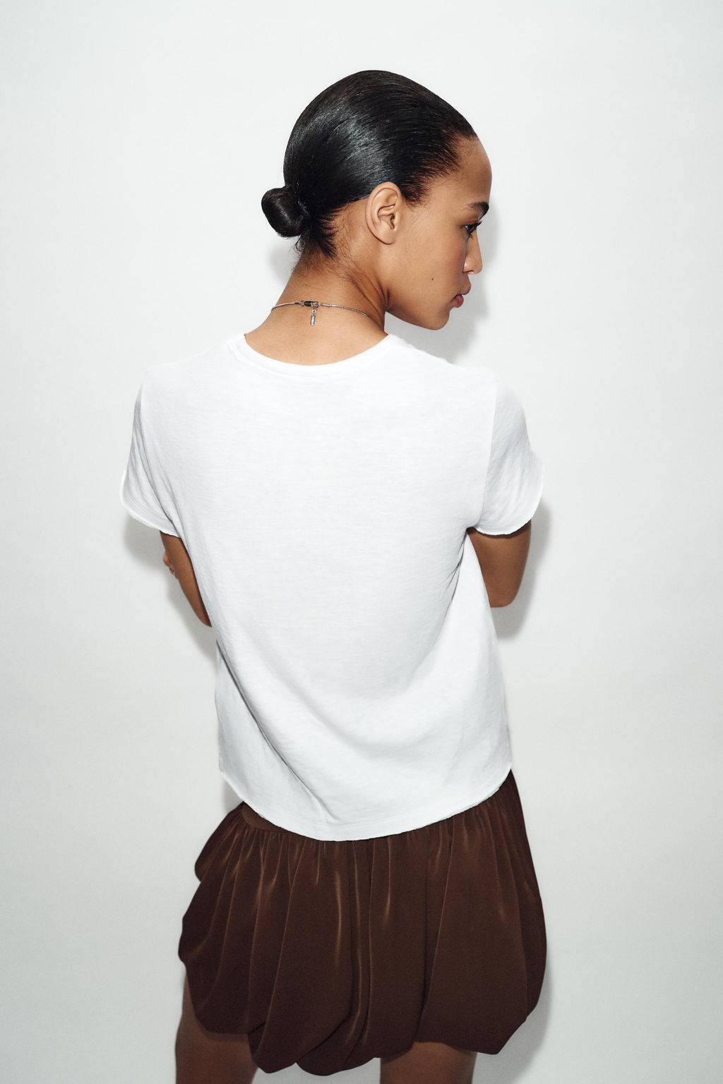 CAMISETA ALGOD?N MANGA CORTA / Blanco - Zara фото 4