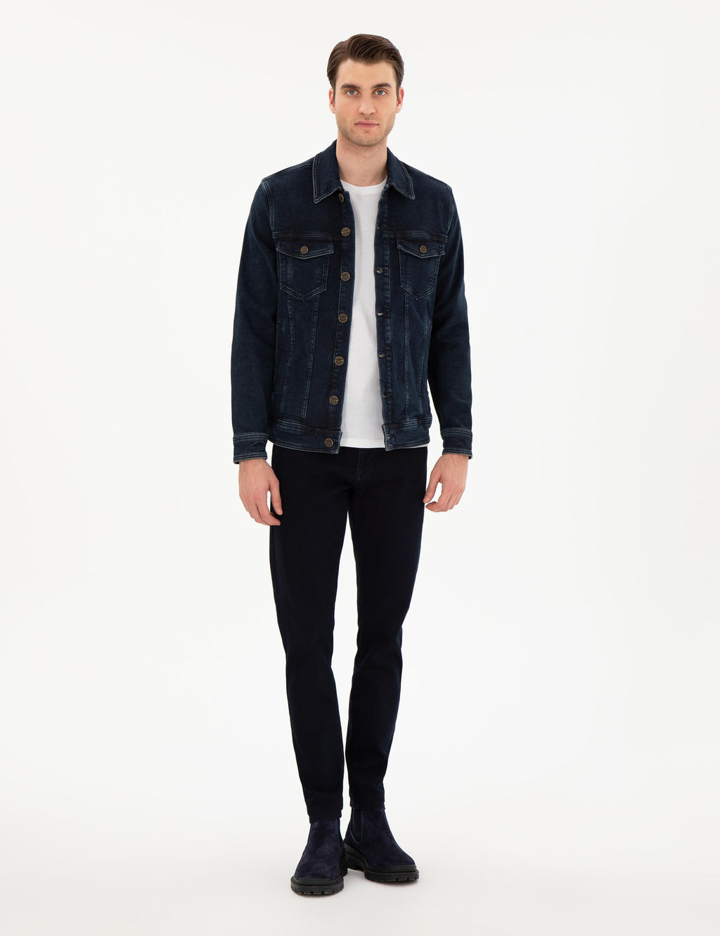 Lacivert Slim Fit Jean Ceket - Pierre cardin фото 4