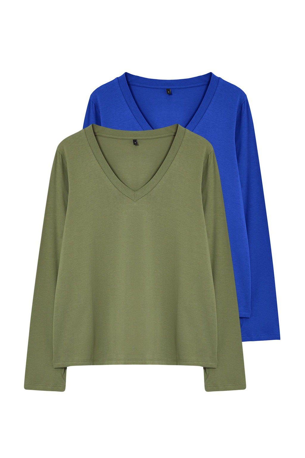 Trendyolmilla Siyah-Beyaz 2li Paket %100 Pamuk V Yaka Regular/Normal Kesim Orme T-Shirt TWOAW25TS00002