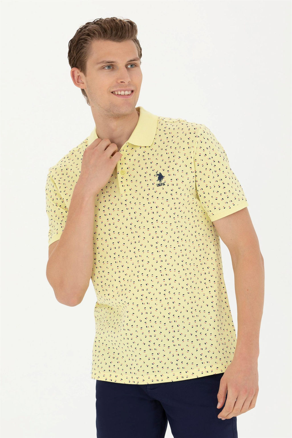 Мужская светло-желтая футболка с воротником-поло - U.s. polo assn фото 10