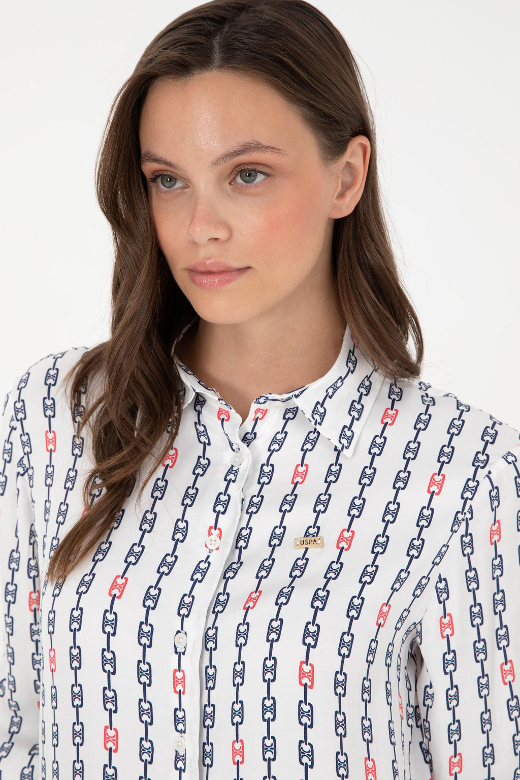 Женская кремовая рубашка с длинным рукавом Неожиданная скидка в корзине - U.s. polo assn фото 2