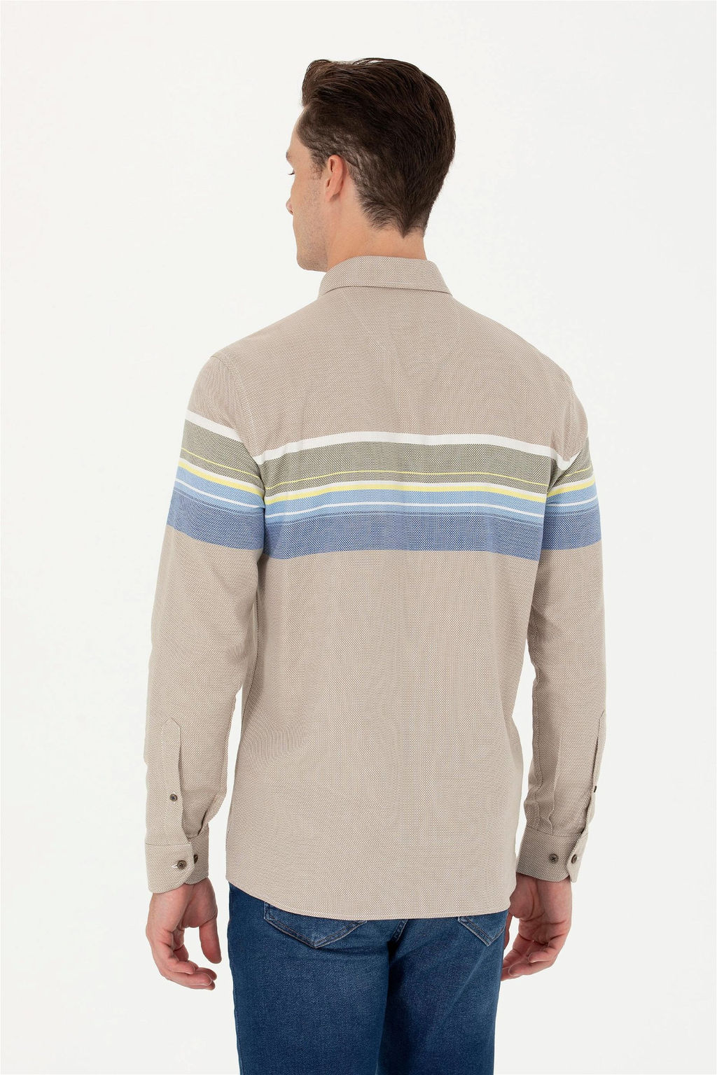 U. S. Polo Assn / Мужская рубашка светло-хаки с длинным рукавом - U.s. polo assn фото 5