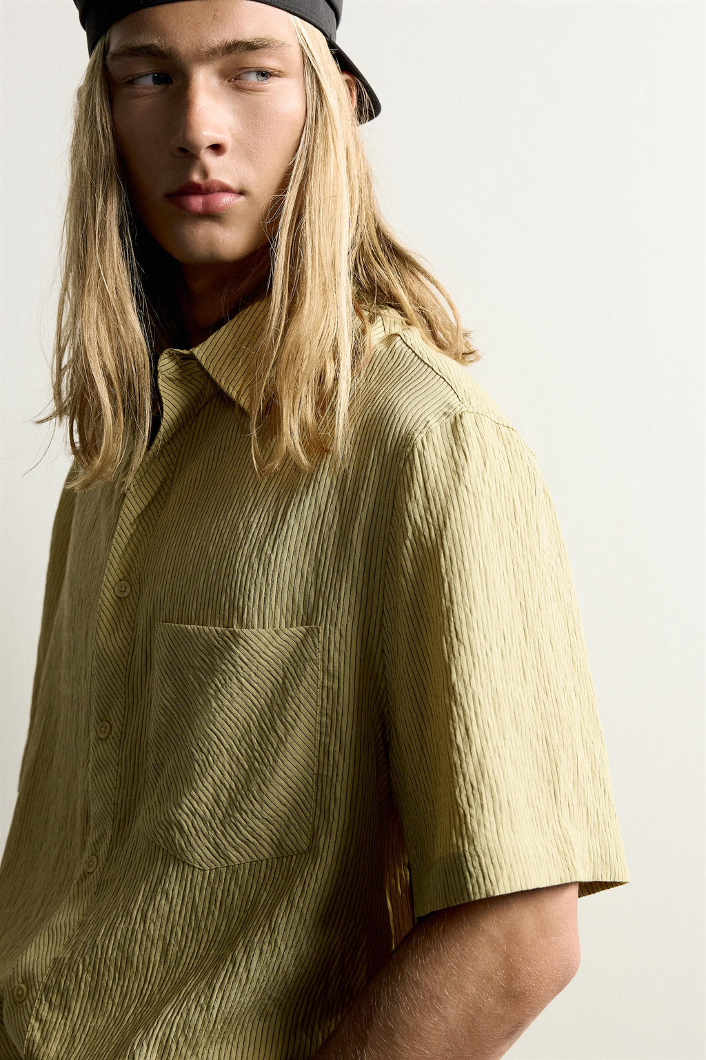 CAMISA BOXY FIT JACQUARD RAYAS / Amarillo - Zara фото 5