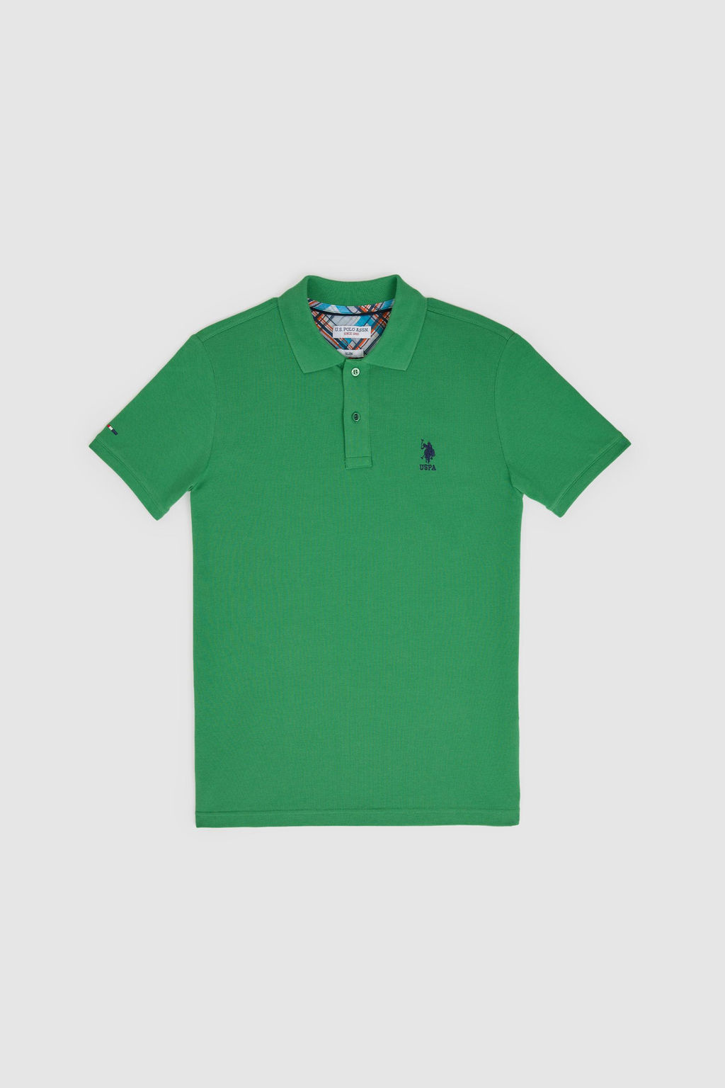 Erkek Slim Fit Polo Yaka Ye_il Basic Ti__rt