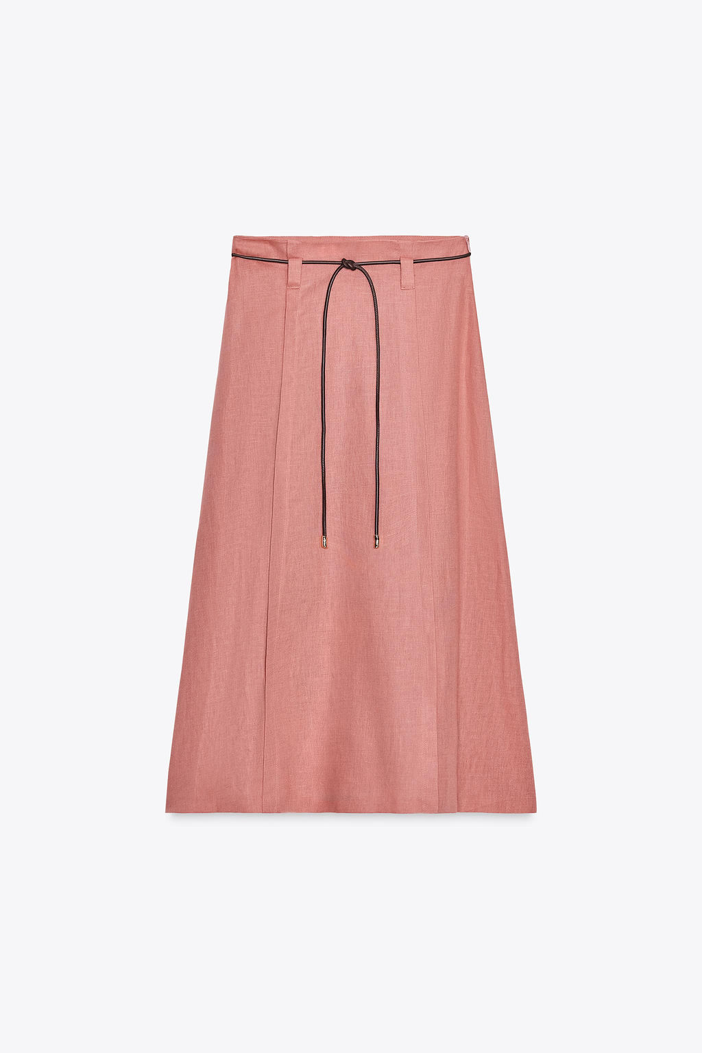 LINEN BLEND MIDI SKIRT WITH BELT - Zara фото 5