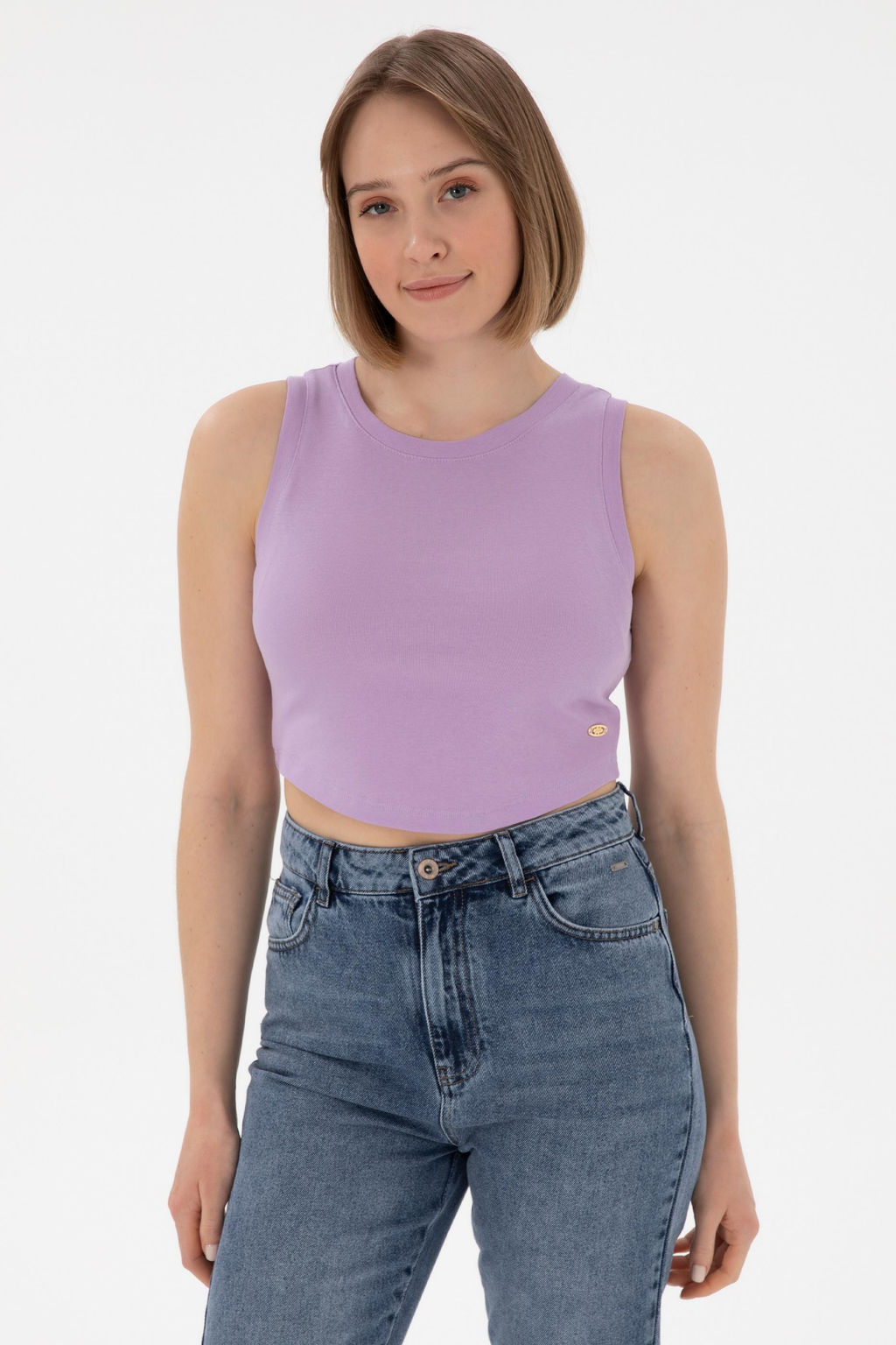 Kad_n Lila Basic Ti__rt Sepette S_rpriz _ndirim