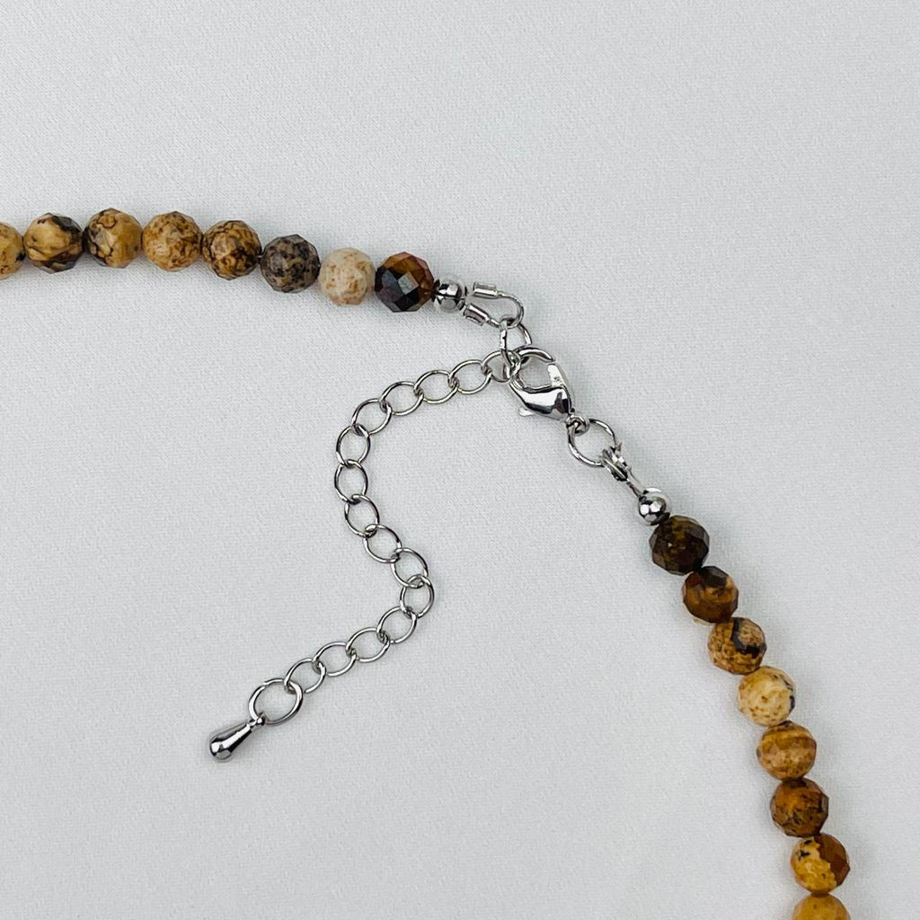 Бусы из песочной Яшмы и Гематита с кулоном 39 см +