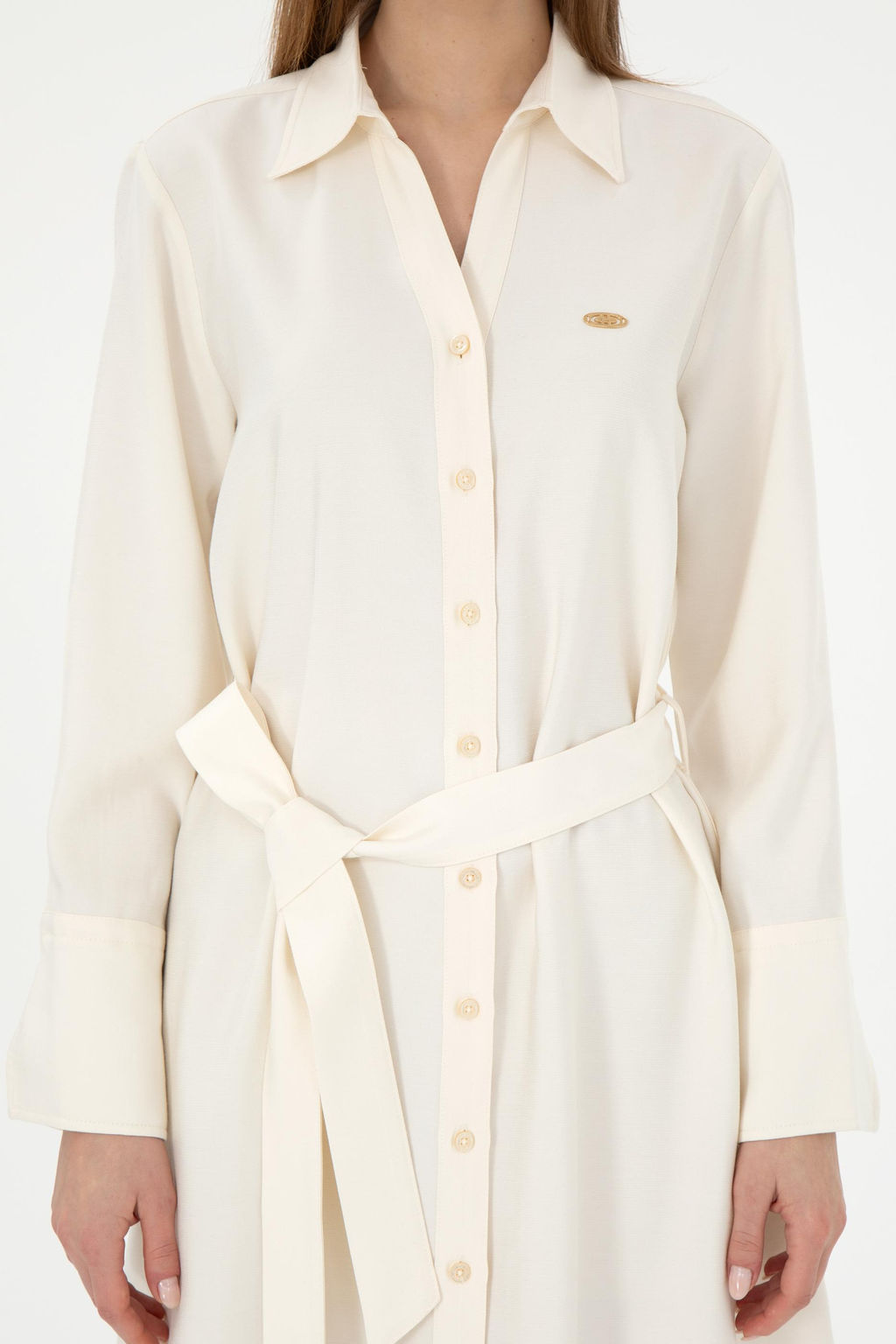 Женское кремовое тканое платье Неожиданная скидка в корзине - U.s. polo assn фото 5