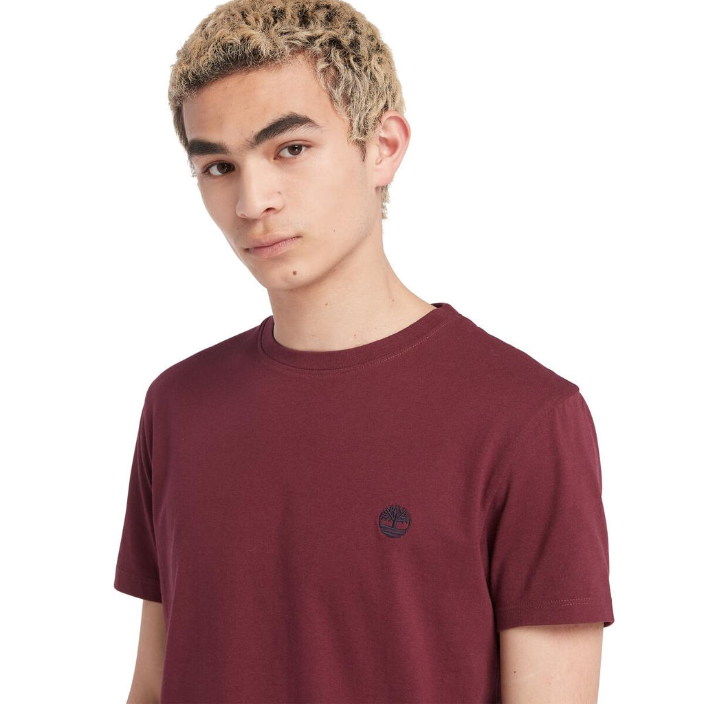 Футболка Timberland T-Shirt Dunstan River Jersey Crew Neck Slim бордовая  фото 6