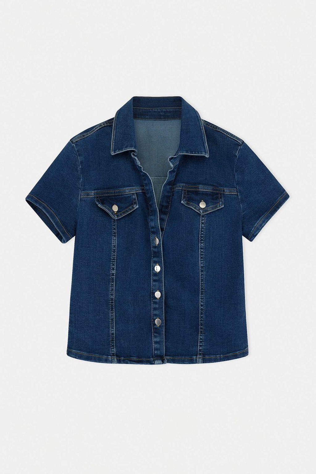 Koyu Mavi Cep Detayl? Fitted Denim Gomlek TWOSS26GO00023 - Trendyolmilla фото 5
