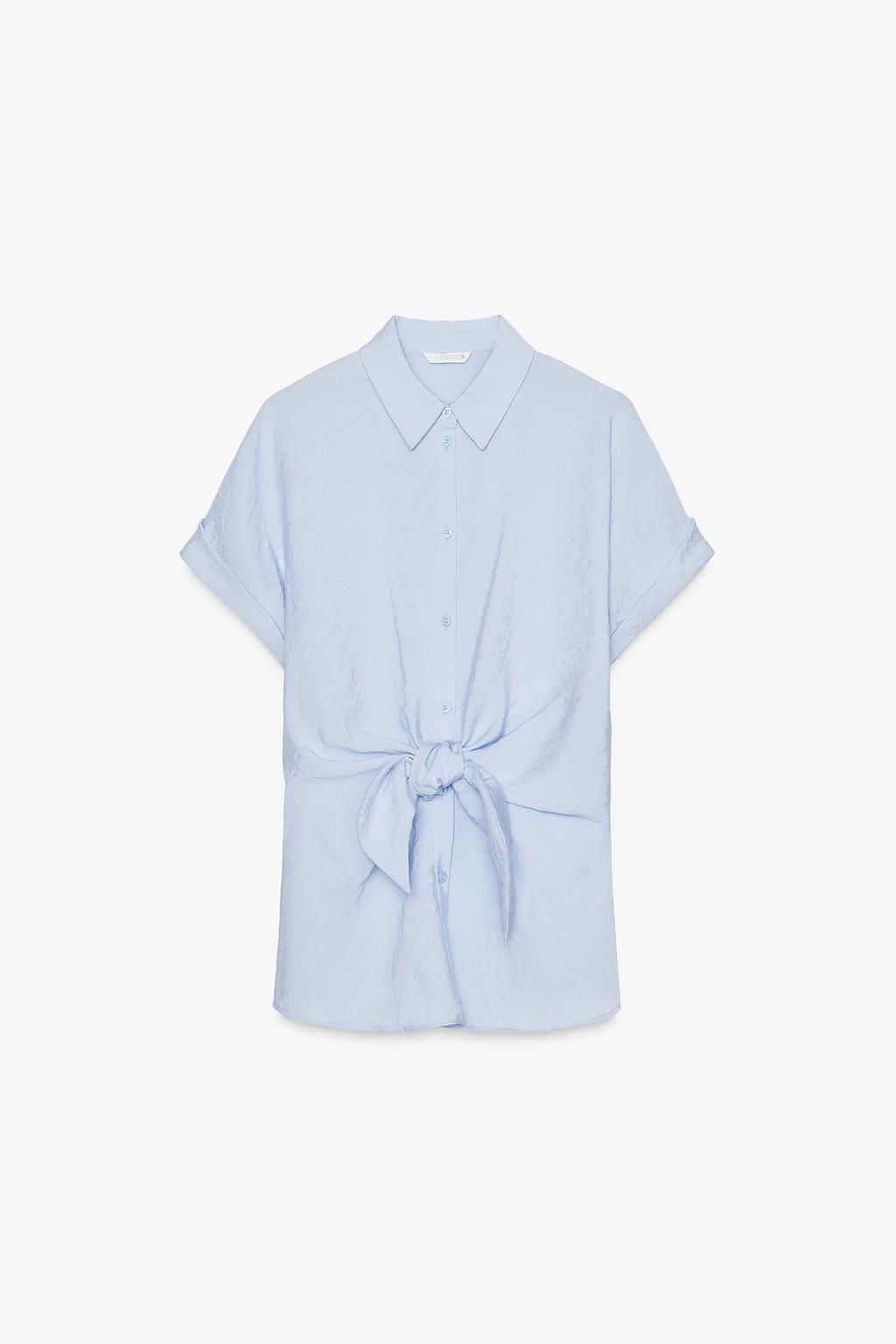 SHORT SLEEVE SHIRT WITH KNOT - Zara фото 5
