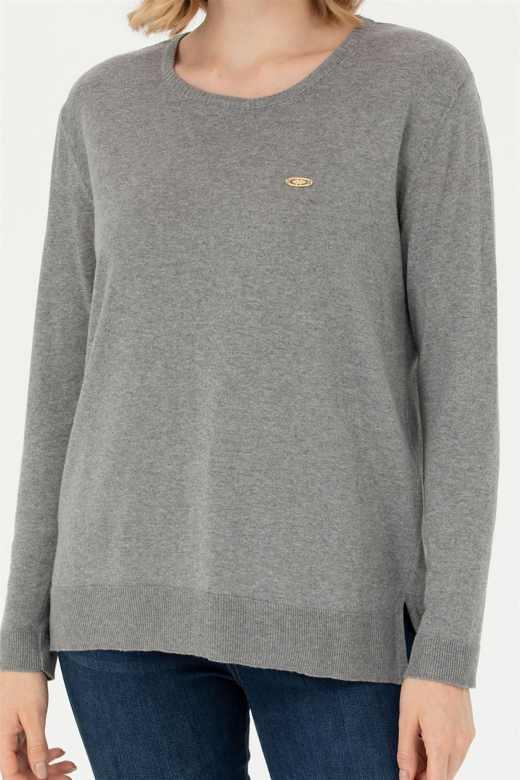 Женский серый меланжевый базовый свитер - U.s. polo assn фото 6