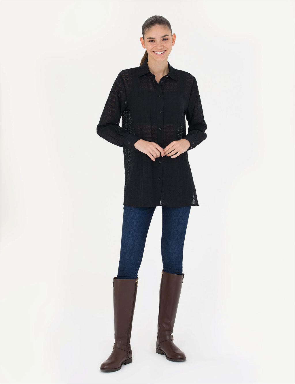 Siyah Comfort Fit Uzun Kollu G_mlek - Pierre cardin фото 4