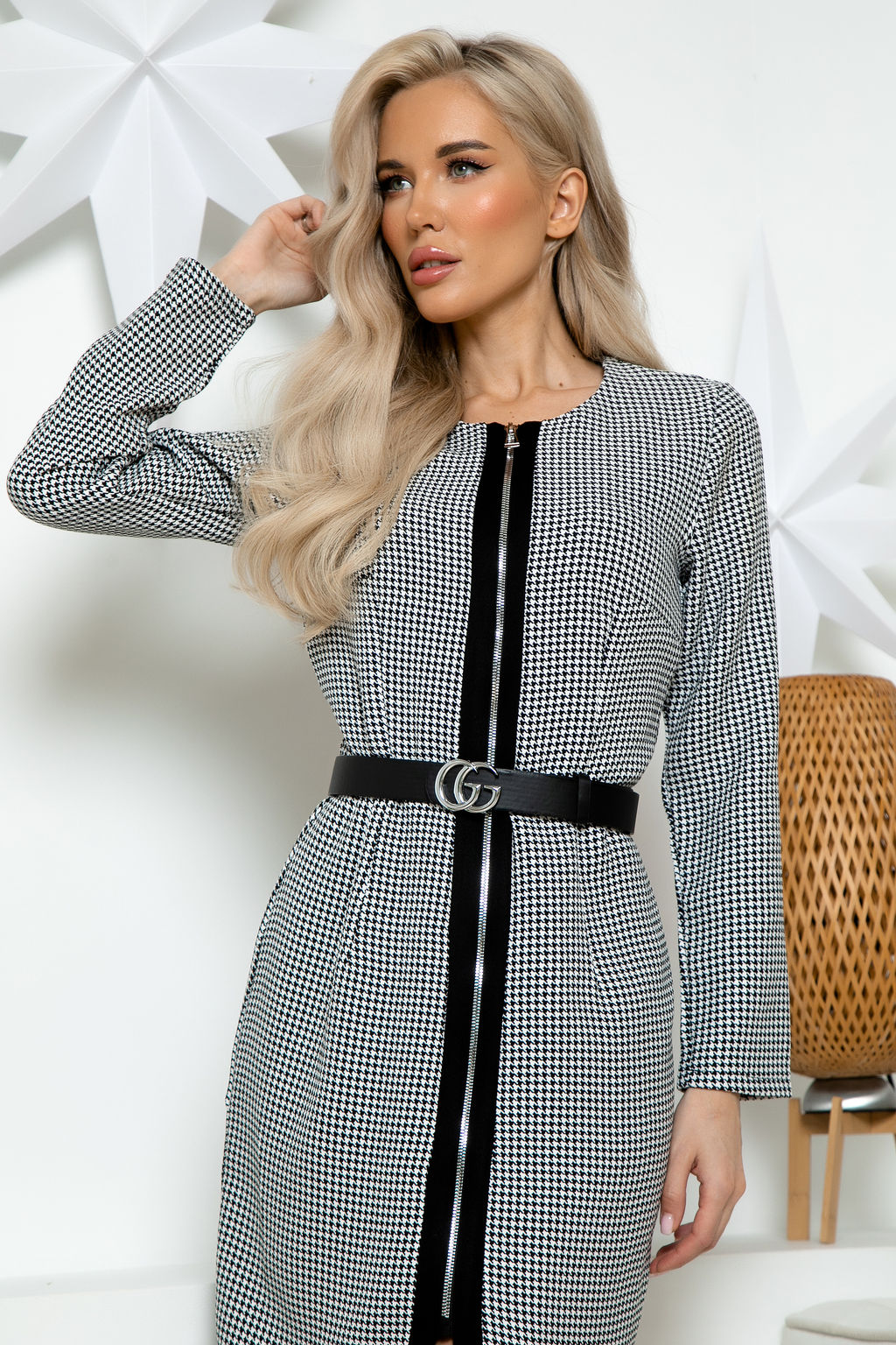 Платье Open Style 6721 серо-черный