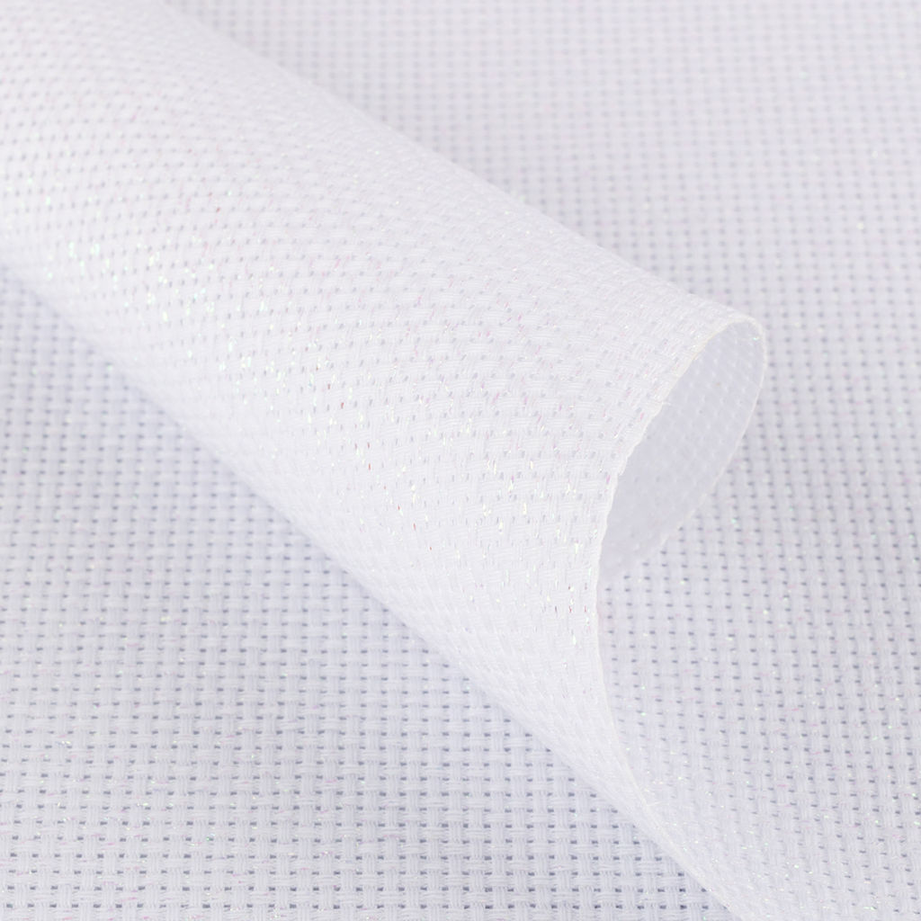 Канва K03L Gamma Aida №11 ФАСОВКА 95% хлопок, 5% терилен 150 x 100 см 2 см белый с перламутровым люрексом