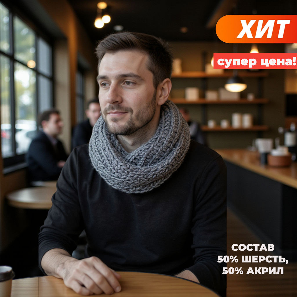 MMS5026 МУЖСКОЙ ШАРФ ТРИКОТАЖНЫЙ