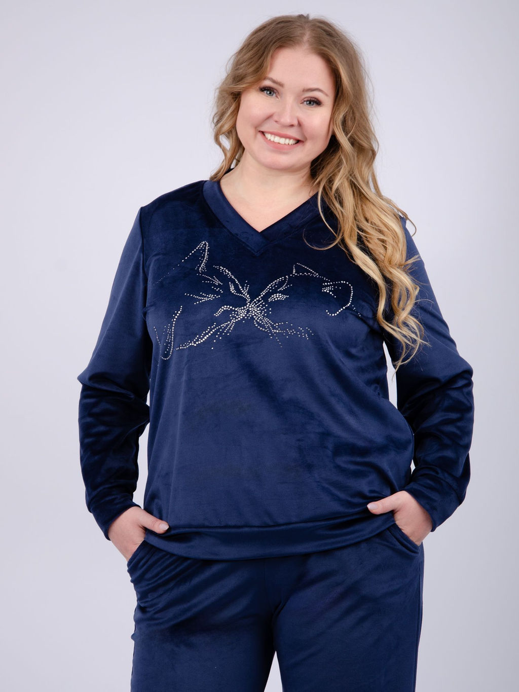 Костюм Велюр 5 тёмно-серый, велюр - Малина фото 45