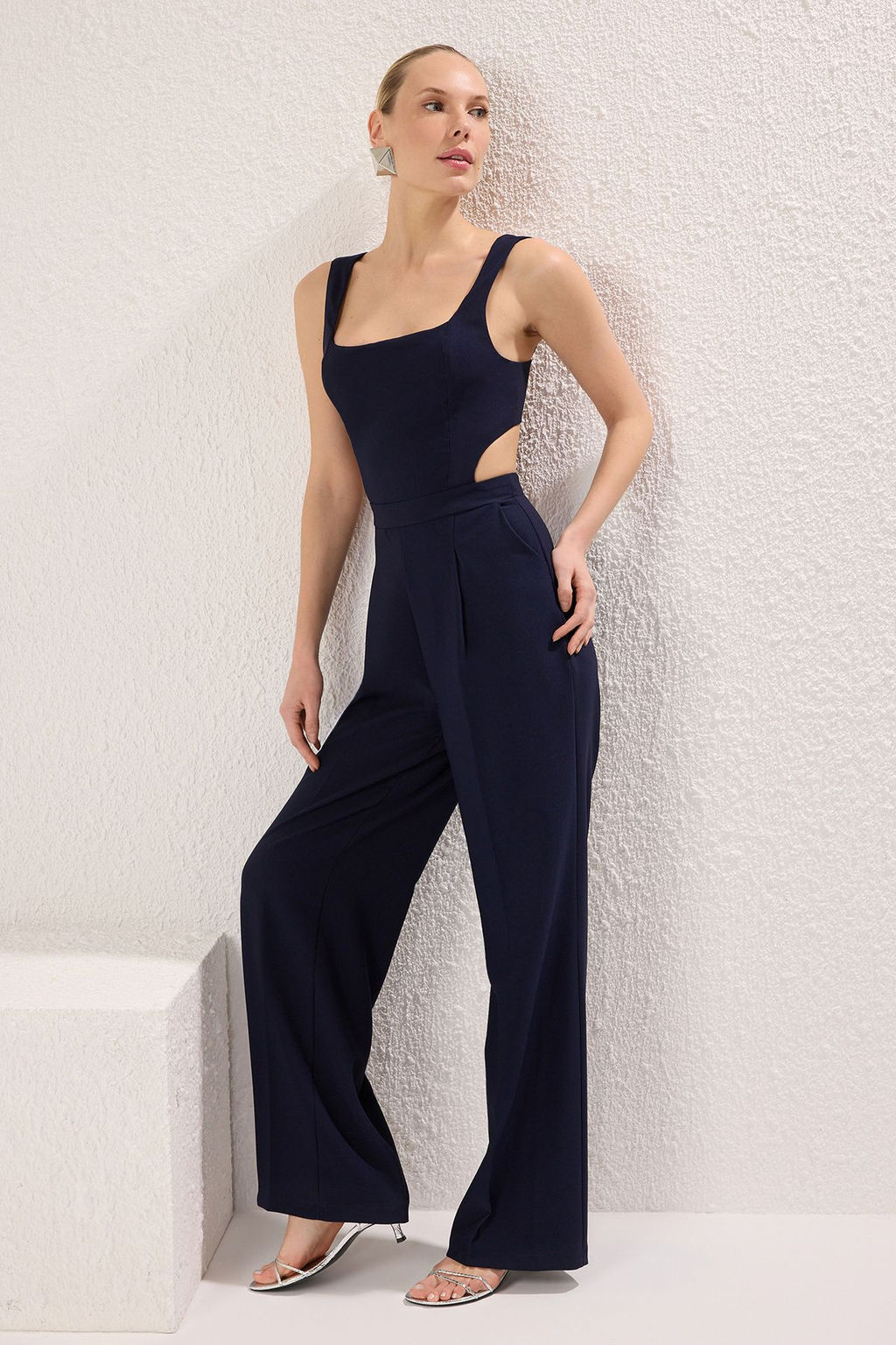 TRENDYOLMILLA Lacivert Genis Paca S?rt Detayl? Uzun Dokuma Tulum TWOSS25TU00019 фото 5