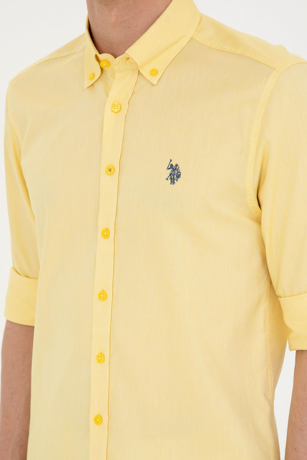 U. S. Polo Assn / Мужская желтая базовая рубашка с длинным рукавом - U.s. polo assn фото 7