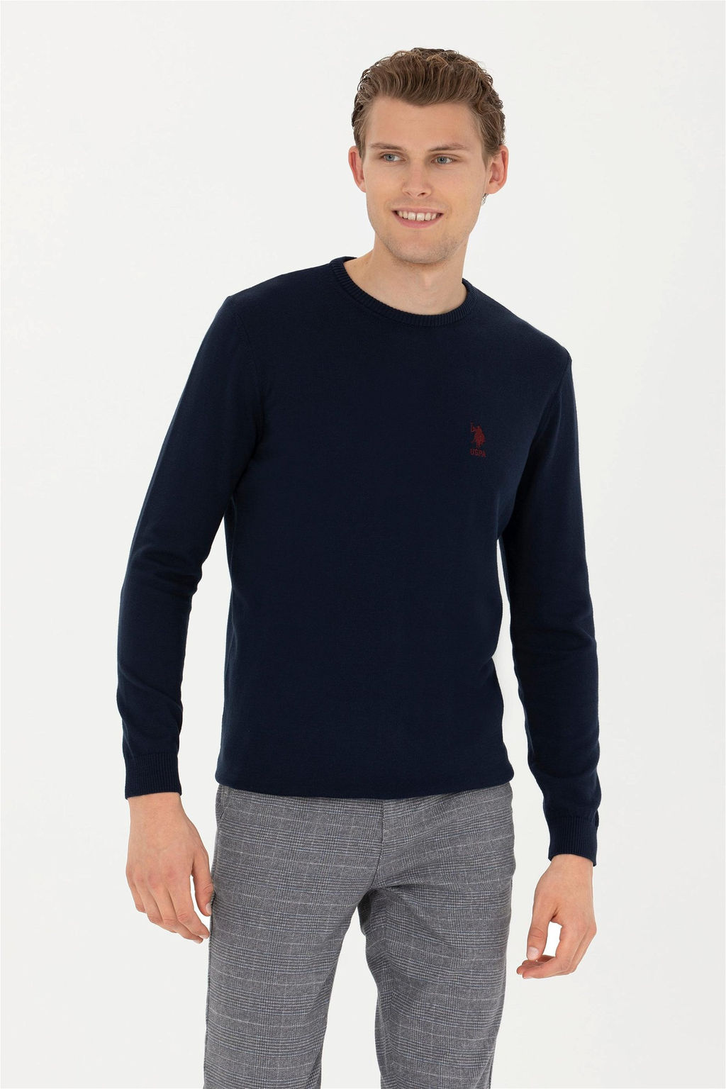 Мужской темно-синий базовый свитер - U.s. polo assn фото 3