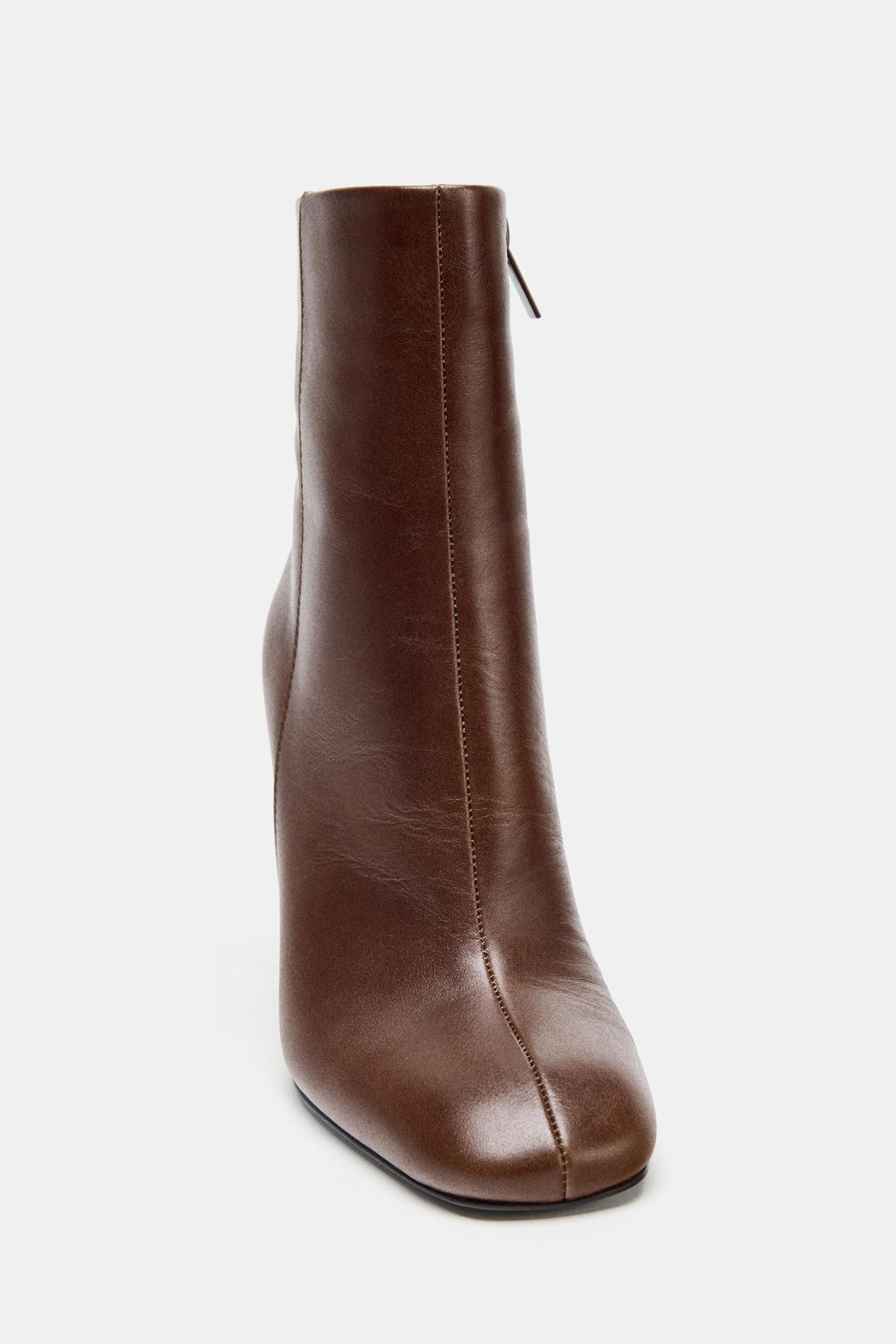 LEATHER WIDE HEEL ANKLE BOOTS - Zara фото 5