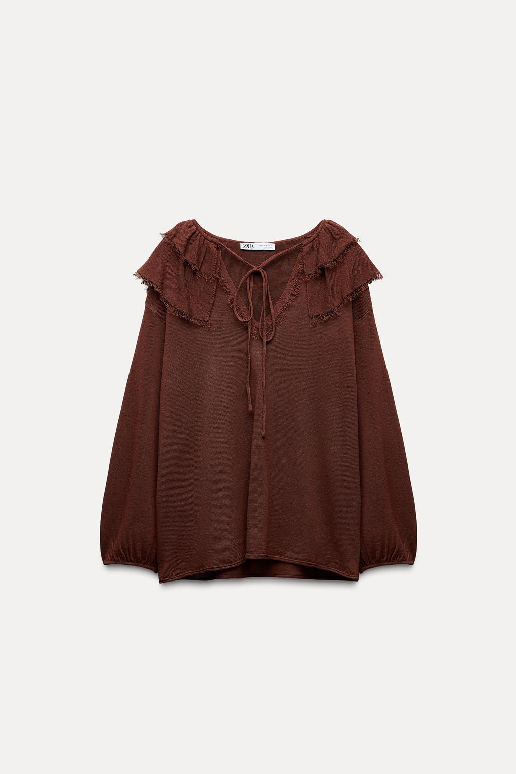 RUFFLED KNIT BLOUSE - Zara фото 5