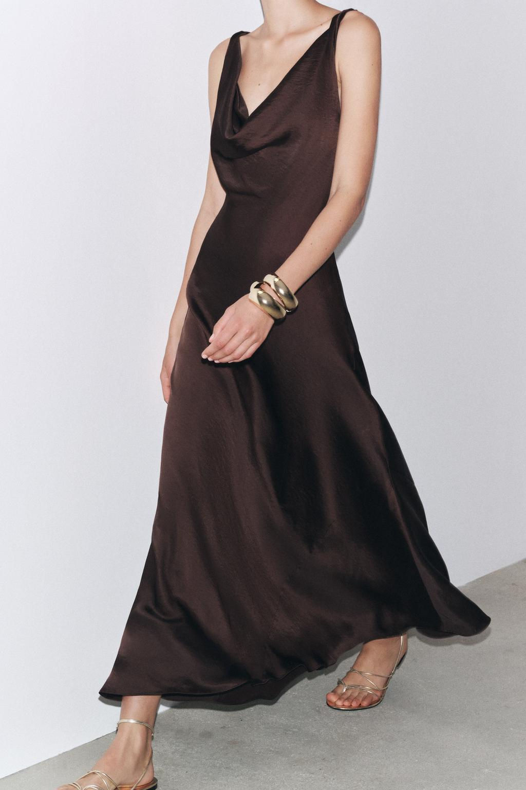 ZW COLLECTION LONG SATIN DRESS - Zara фото 21